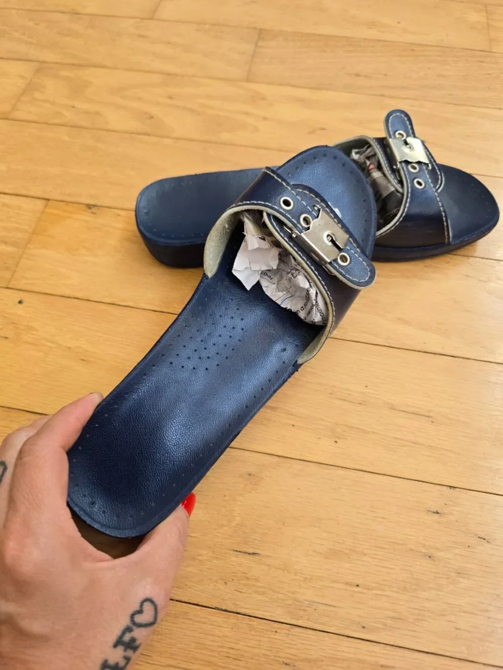 vintage 80's | Euro chic blue retro made in Italy slide sandals | WMS 6